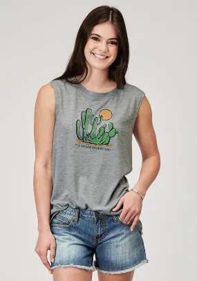 Roper Womens Never Desert You Cactus Grey Poly/Cotton S/L Tank Top