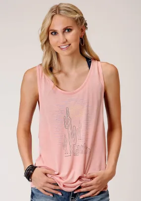 Roper Womens Pink Poly/Rayon Cactus Tank Top