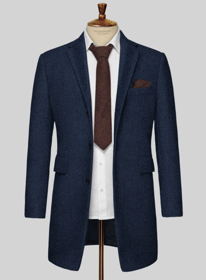 Royal Blue Heavy Tweed Overcoat