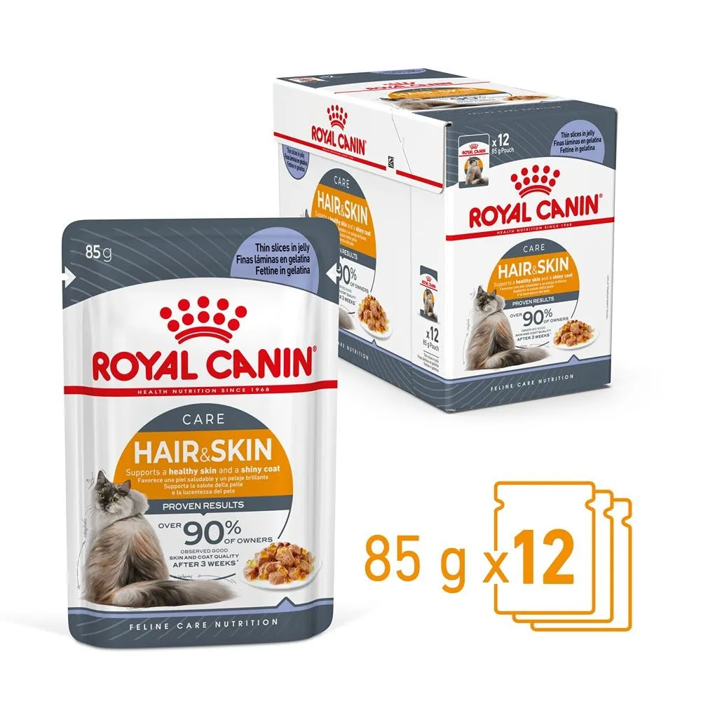 Royal Canin Hair & Skin Jelly Adult Wet Cat Food 85g