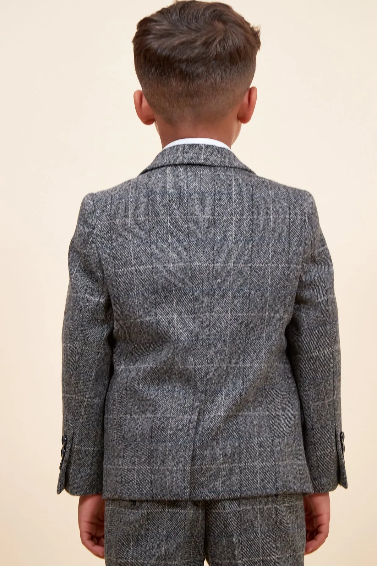 SCOTT - Childrens Grey Check Three Piece Suit