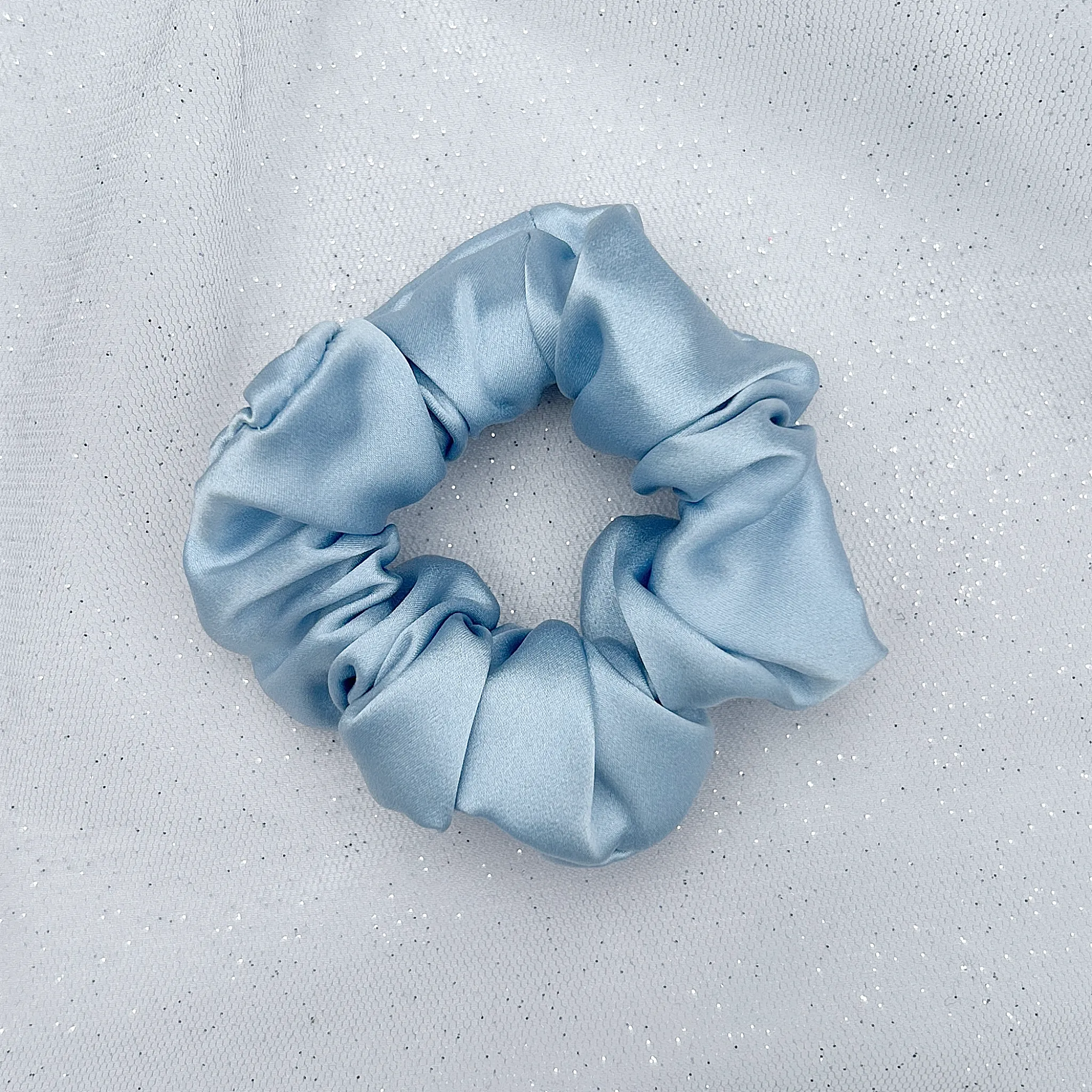 Silk Scrunchie in Light Blue Mulberry Silk