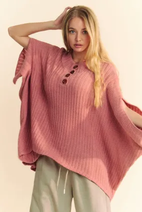 Slit Sleeve Poncho Style Sweater