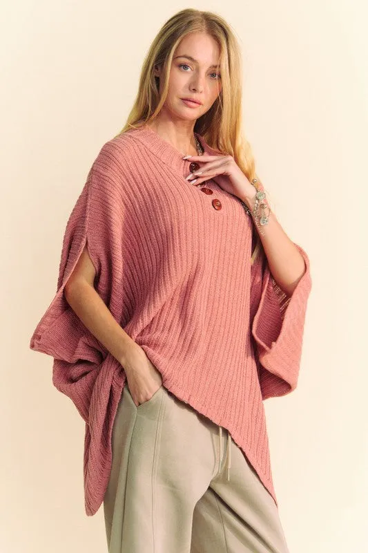 Slit Sleeve Poncho Style Sweater