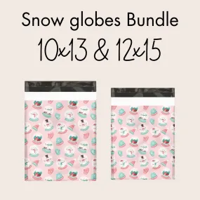 Snowglobes and Snowmen Sample Pack Designer Poly Mailers Shipping Envelopes Premium Printed Bags