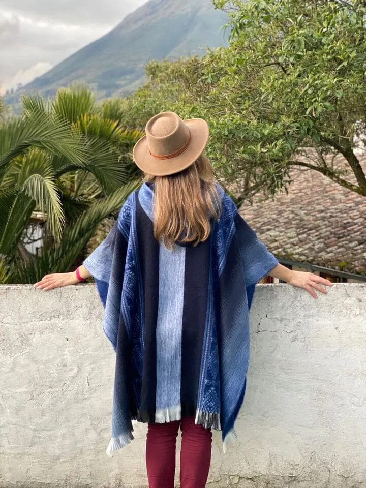 Soft Blues Alpaca Poncho