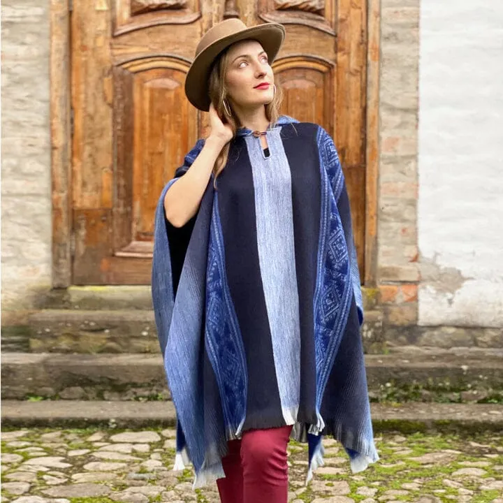 Soft Blues Alpaca Poncho