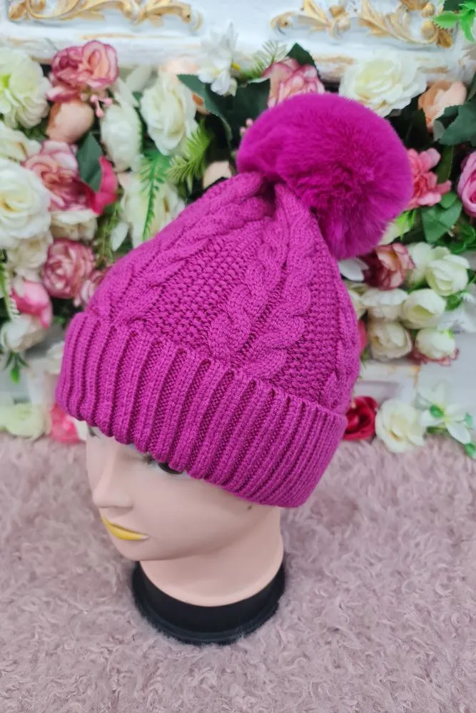 Soft Feel Knit Single Pom Pom Beanie Hat