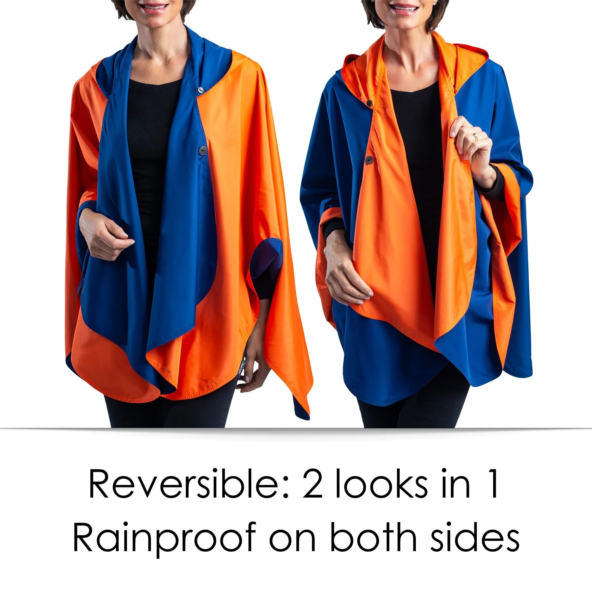 SpiritCaper Navy Blue & Orange Wind & Rainproof Sports Cape