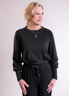 Staccato Crew Neck Top with Eyelet Sleeves