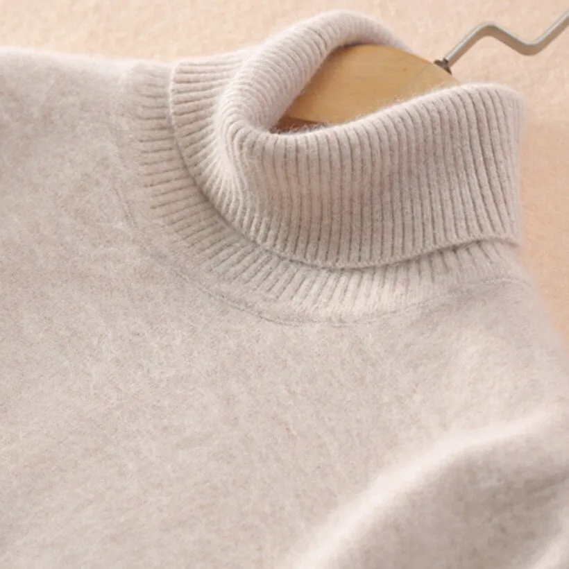 Super Warm Mink Cashmere Soft Fur Fleece Turtleneck Sweaters and Pullovers for Women Autumn Winter Jumper Female Brand Jumper