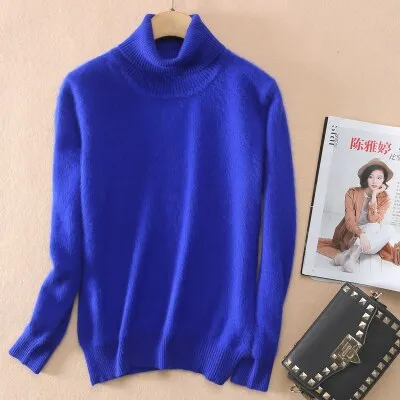 Super Warm Mink Cashmere Soft Fur Fleece Turtleneck Sweaters and Pullovers for Women Autumn Winter Jumper Female Brand Jumper