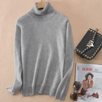 Super Warm Mink Cashmere Soft Fur Fleece Turtleneck Sweaters and Pullovers for Women Autumn Winter Jumper Female Brand Jumper