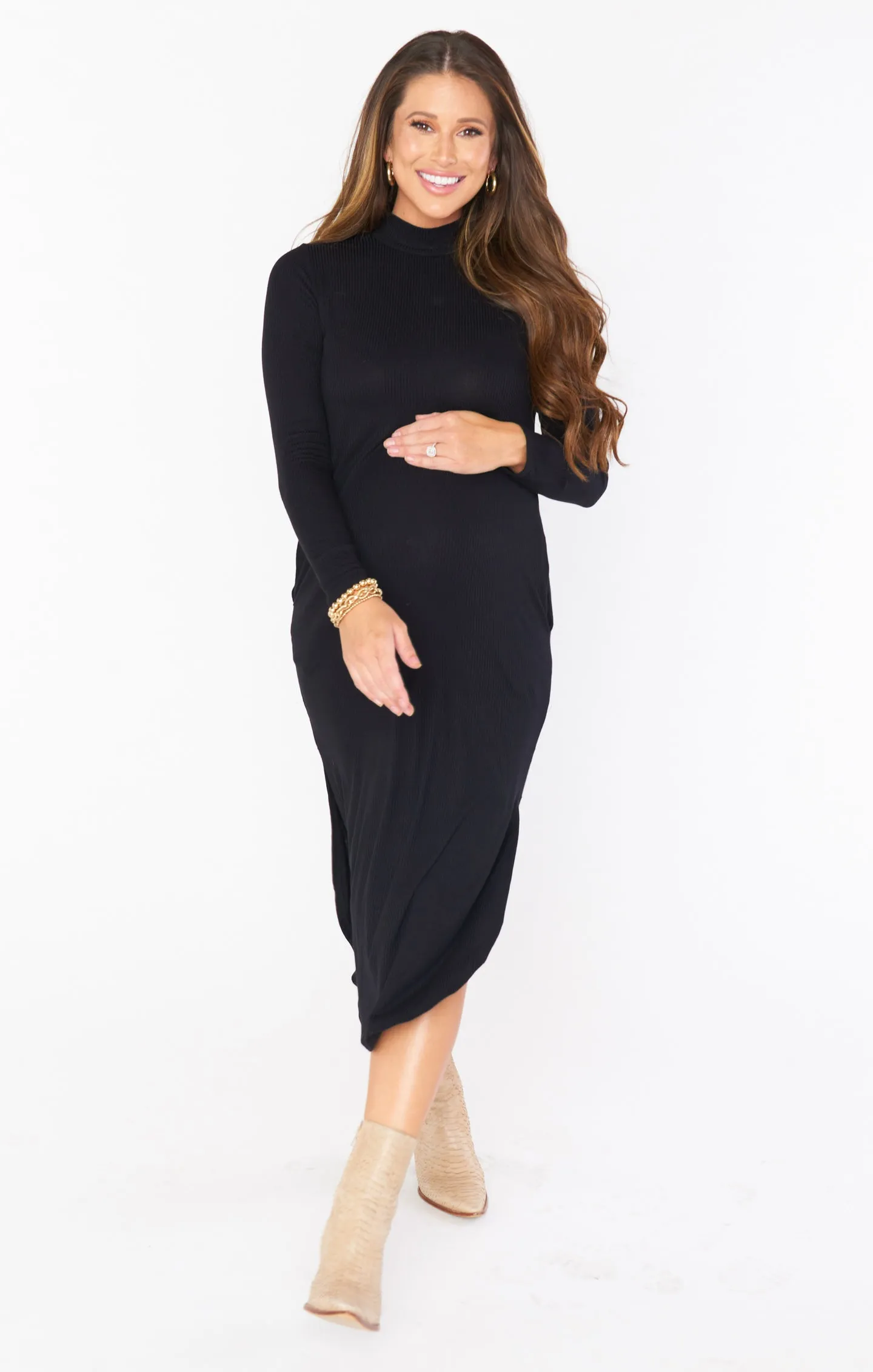 Sutton Midi Dress ~ Black Rib Knit