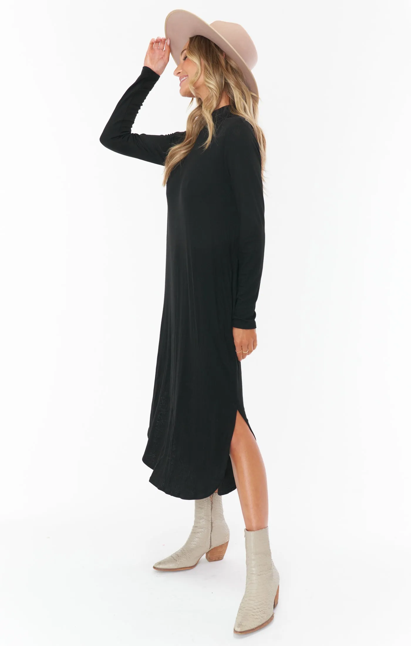 Sutton Midi Dress ~ Black Rib Knit