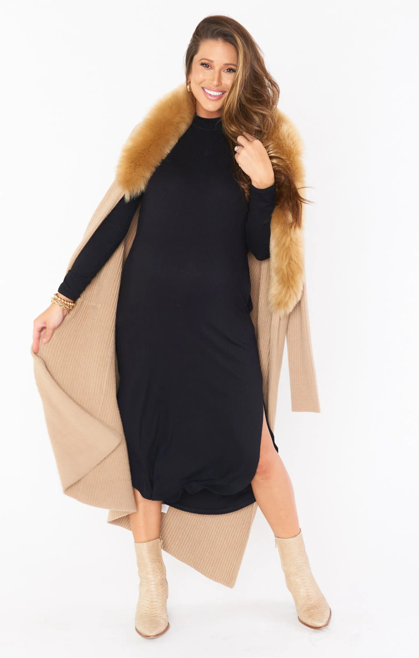 Sutton Midi Dress ~ Black Rib Knit