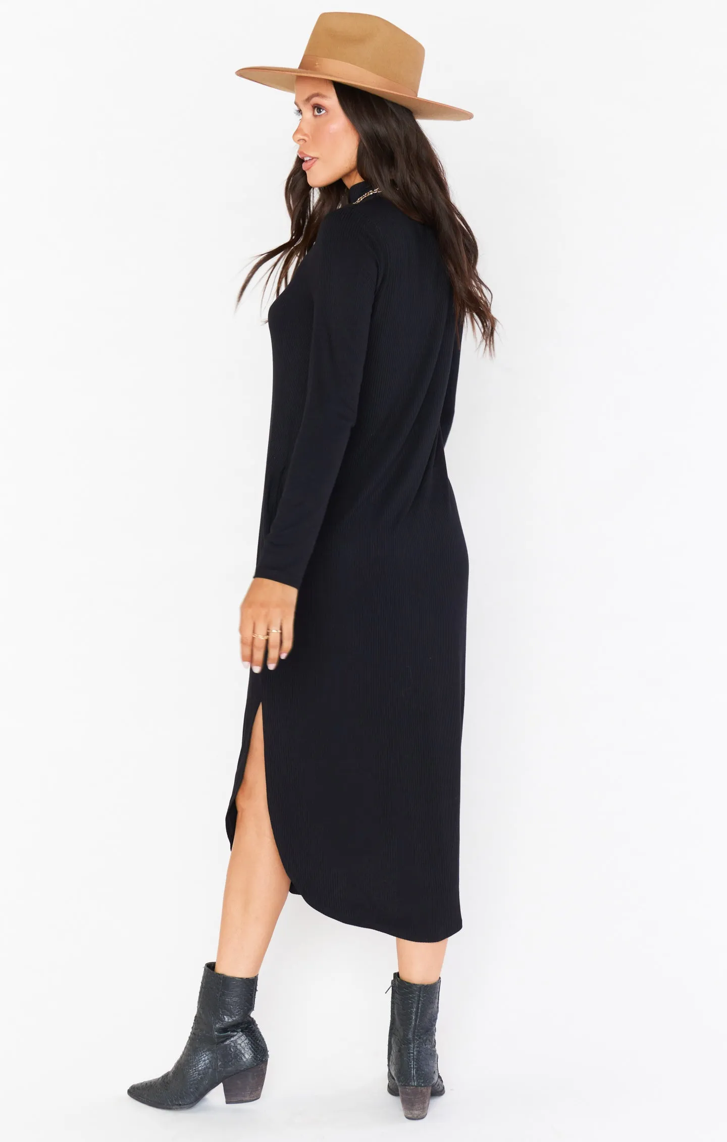 Sutton Midi Dress ~ Black Rib Knit