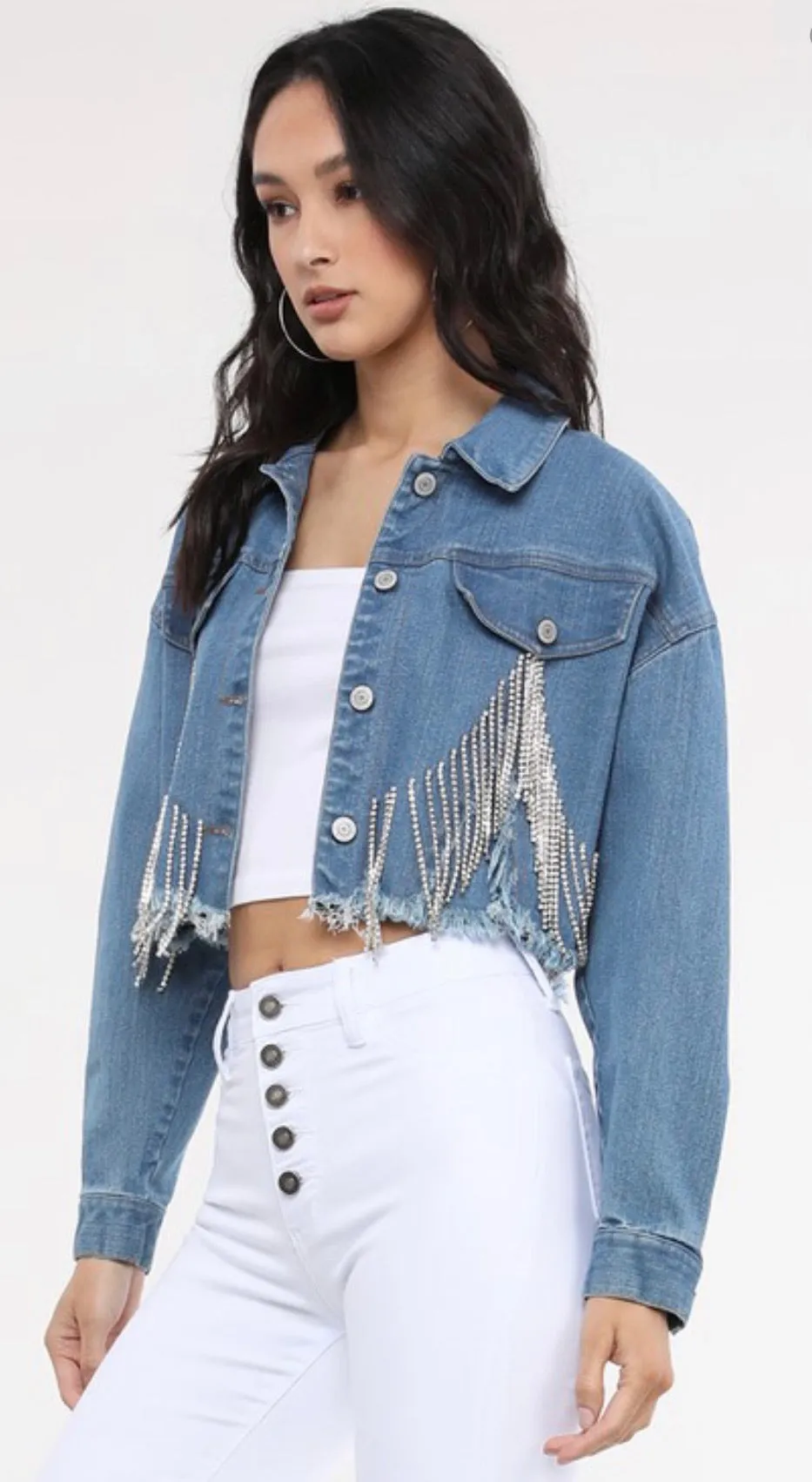 The Drip Cropped Jean Jacket