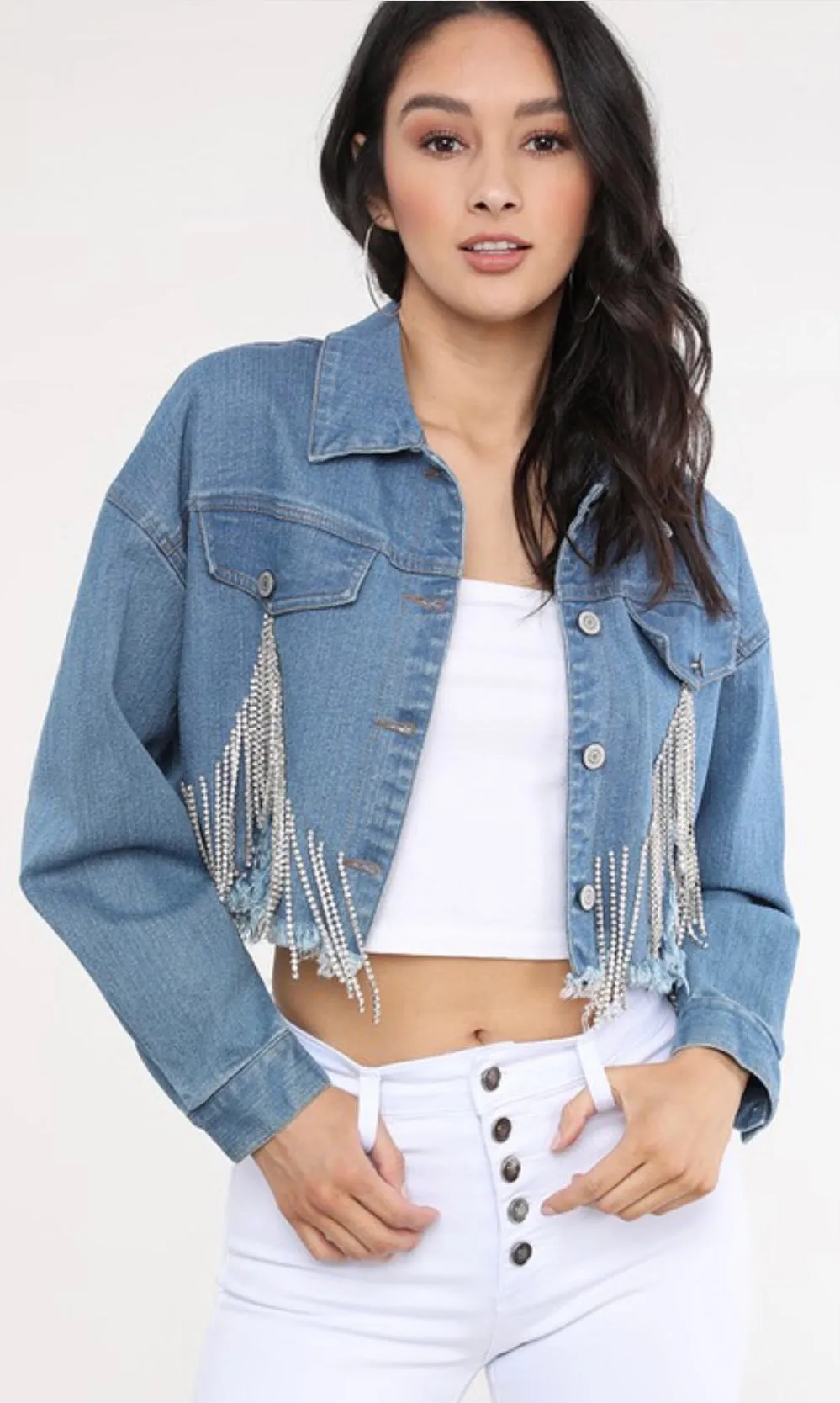 The Drip Cropped Jean Jacket