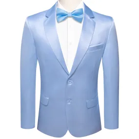 Ties2you Men's Suit Arctic Blue Satin Notched Collar Suit Jacket Slim Blazer Fashion