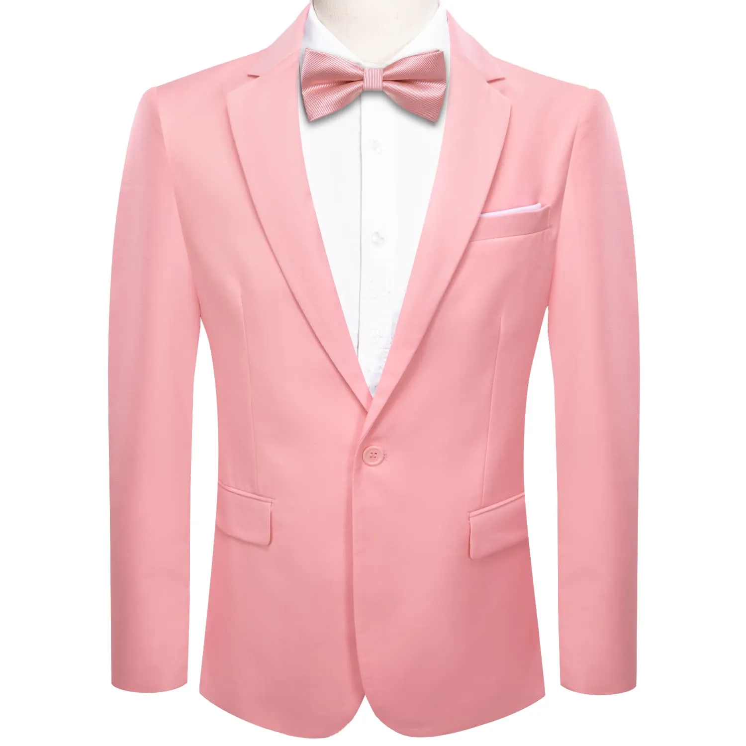 Ties2you Men's Suit Light Pink Notched Collar Silk Suit Jacket Slim Blazer Fashion