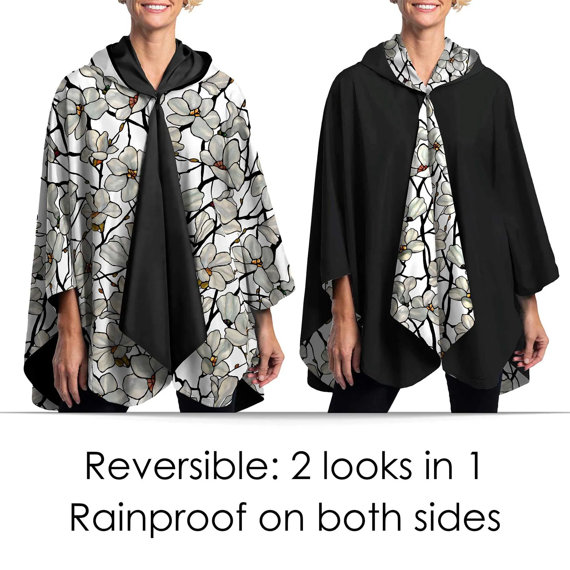 Tiffany Magnolia Womens Rain Cape - Rainproof Breathable Rain Poncho