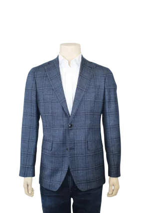 Tonal Blue Plaid Sport Coat