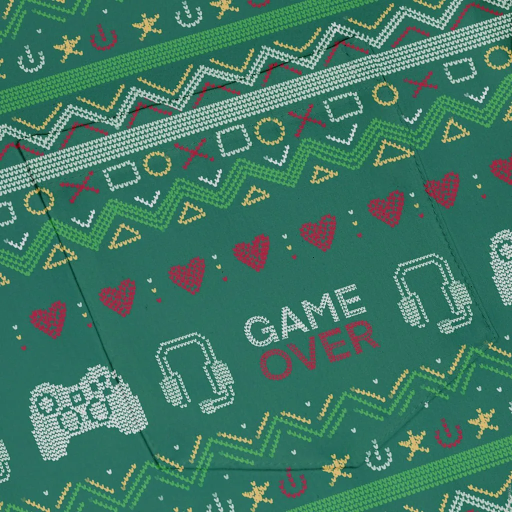 Ugly Christmas Sweater Video Gamer Button Up Shirt