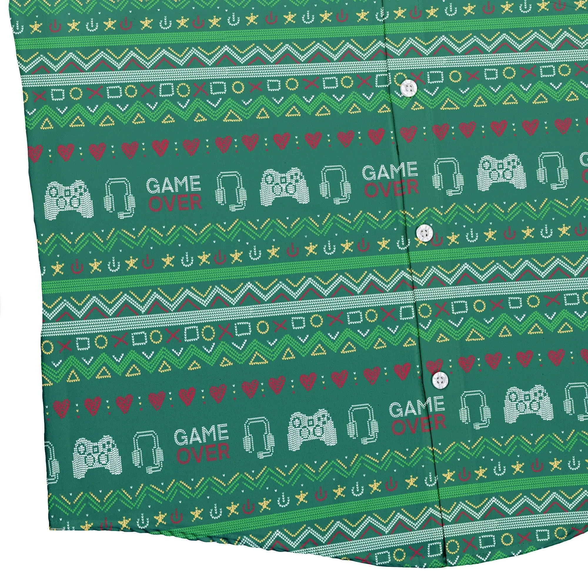 Ugly Christmas Sweater Video Gamer Button Up Shirt