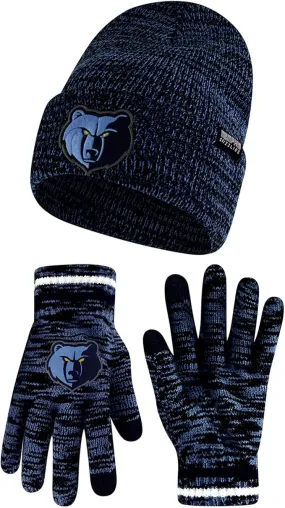 Ultra Game NBA Official Youth Super Soft Winter Beanie Knit Hat with Extra Warm Touch Screen Gloves, Memphis Grizzlies, Team Color|Memphis Grizzlies