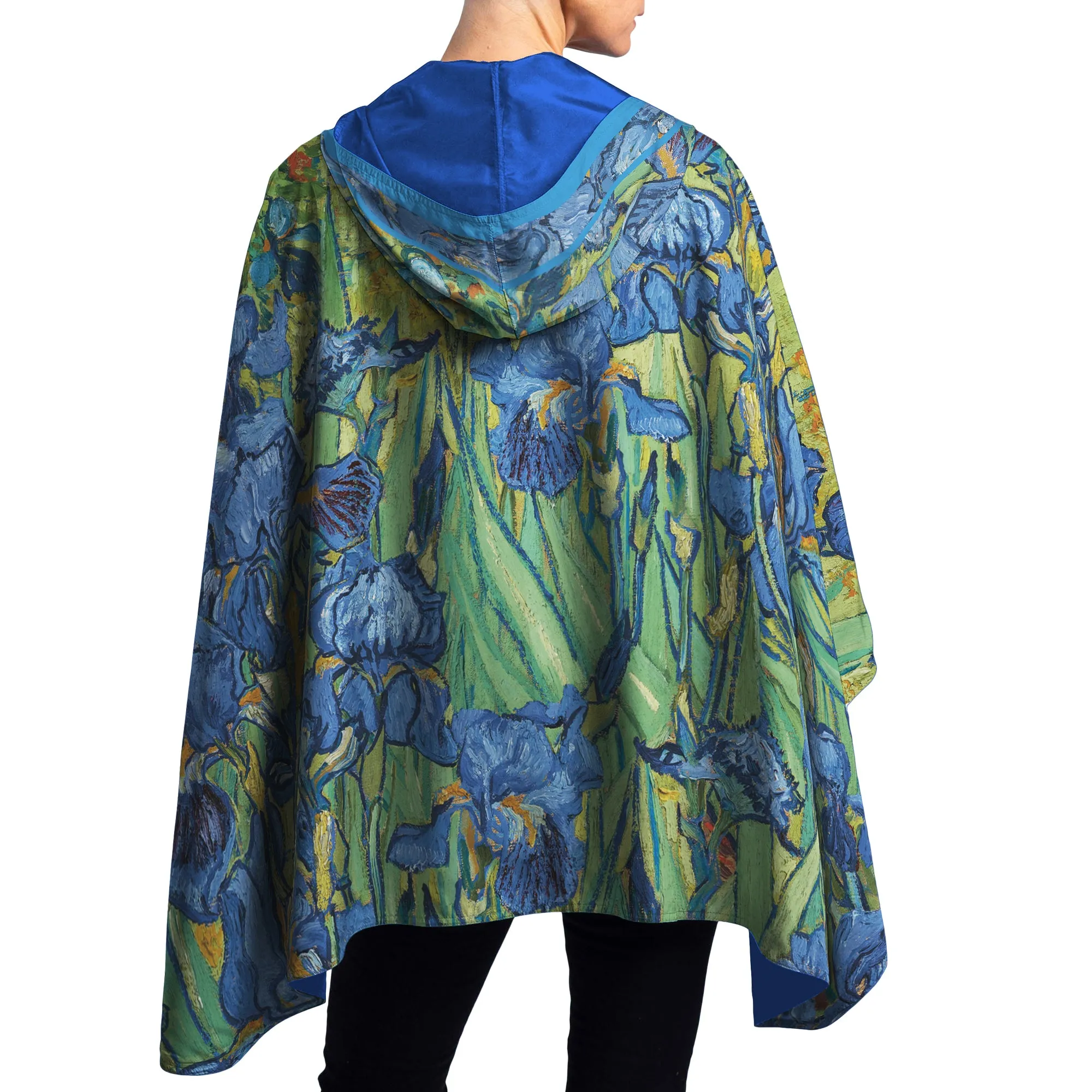 van Gogh Irises Womens Rain Cape - Rainproof Breathable Rain Poncho