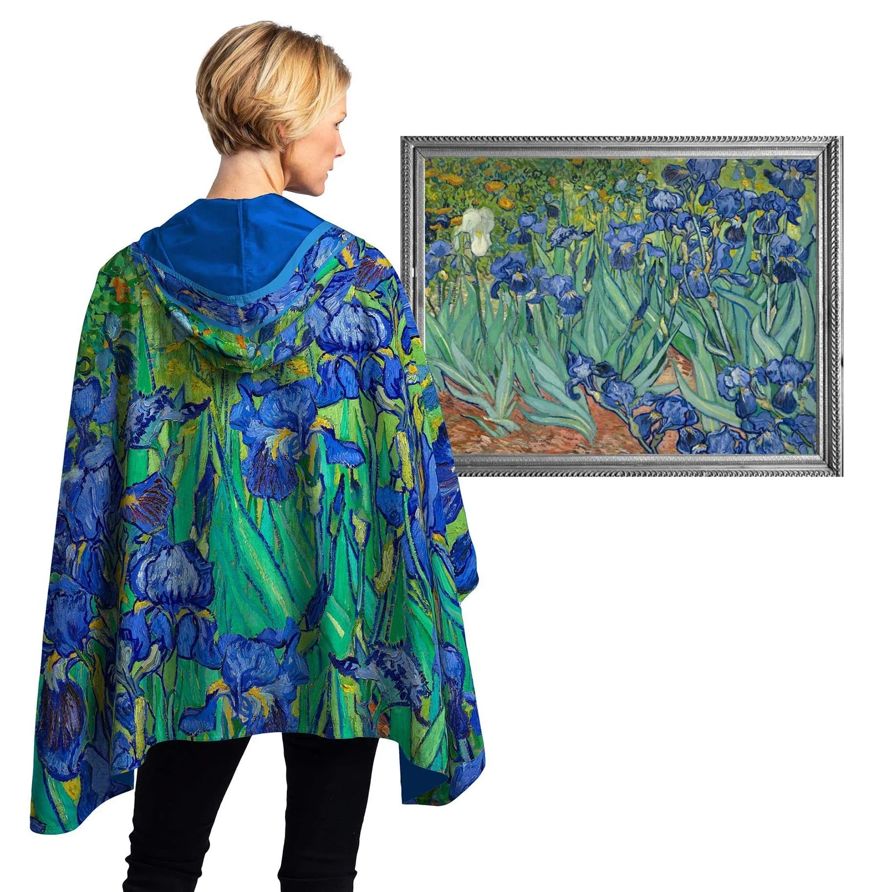 van Gogh Irises Womens Rain Cape - Rainproof Breathable Rain Poncho