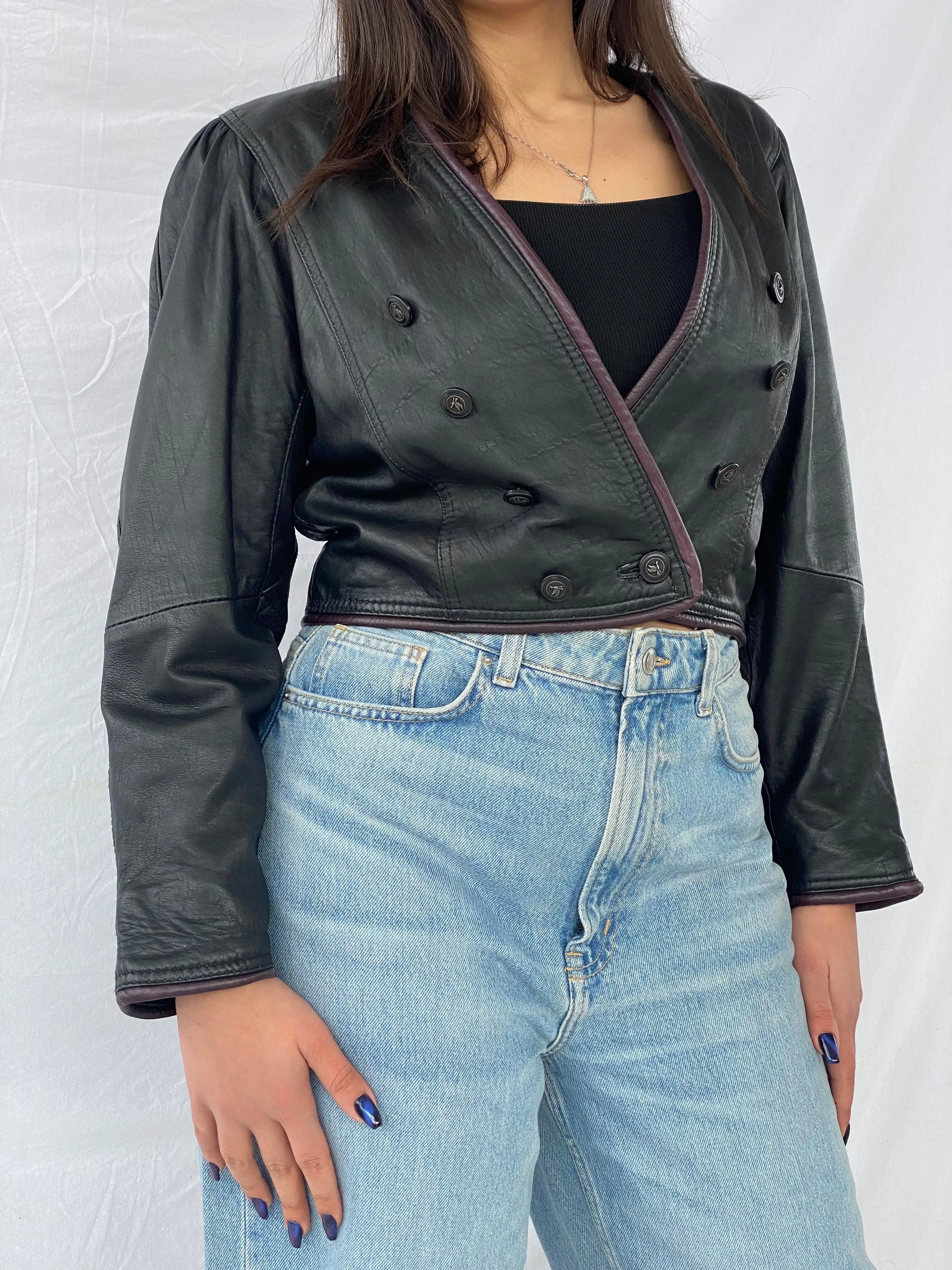 Vintage Cropped Leather Jacket