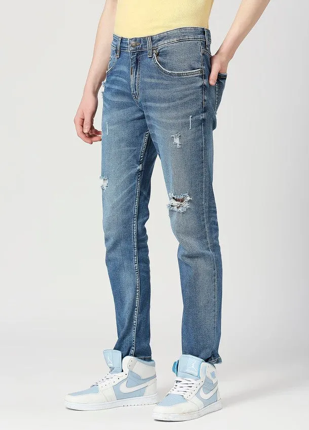 Vintage Mid Blue Cruz Skinny Fit Ripped Jeans