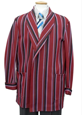 Vintage William Dixon Burgundy Striped Robe • Shortened