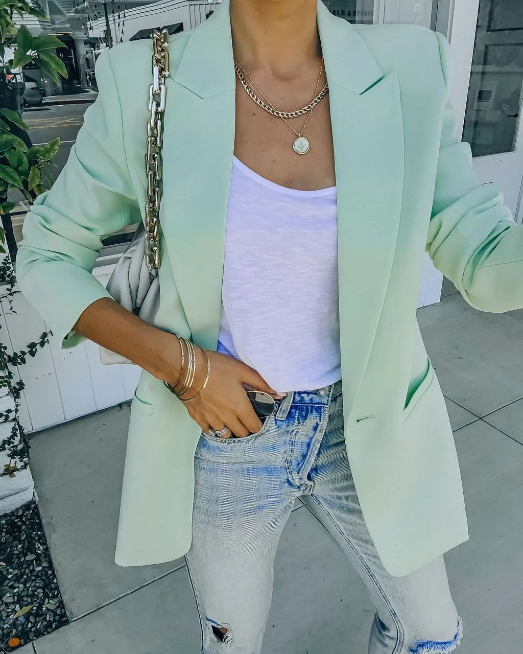 Wenkouban 2022 Spring Blazer Women Coat Loose Jacket Solid Green Casual Blazers Woman Fashion OL Formal Elegant Female Coats Office Lady