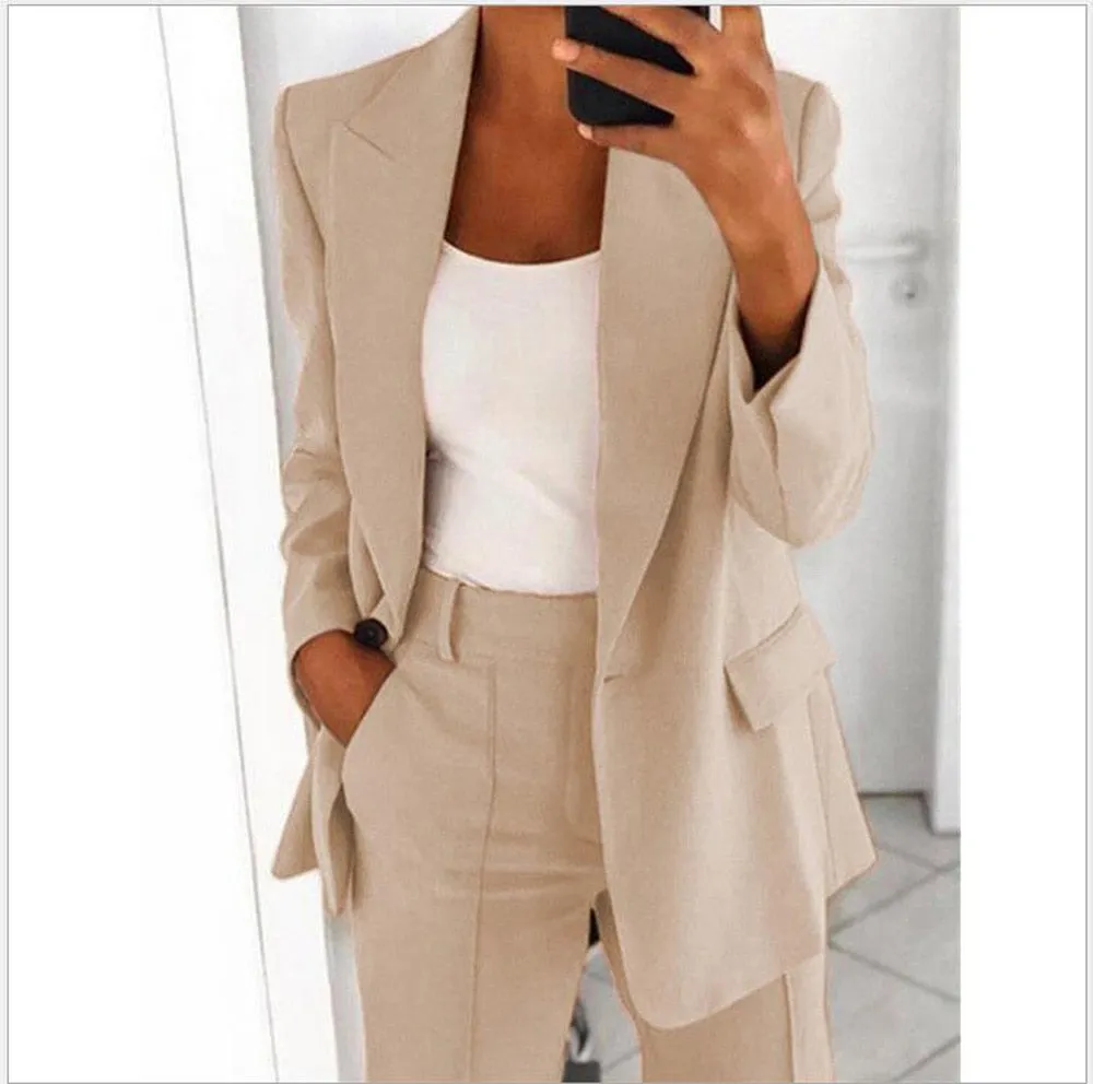 Wenkouban 2022 Spring Blazer Women Coat Loose Jacket Solid Green Casual Blazers Woman Fashion OL Formal Elegant Female Coats Office Lady