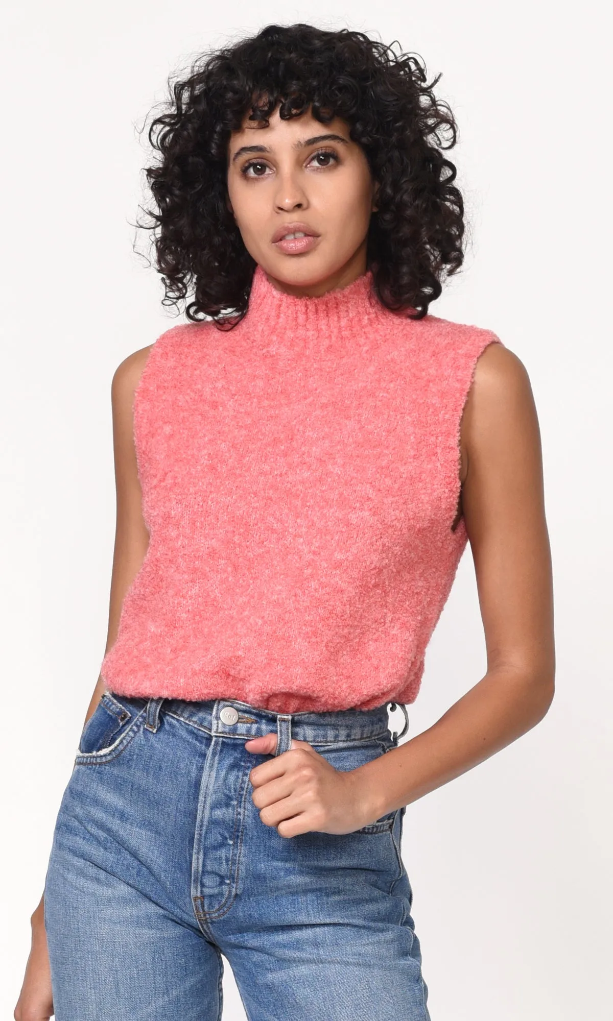 Wesley Eco Melange Mock Neck Knit Top