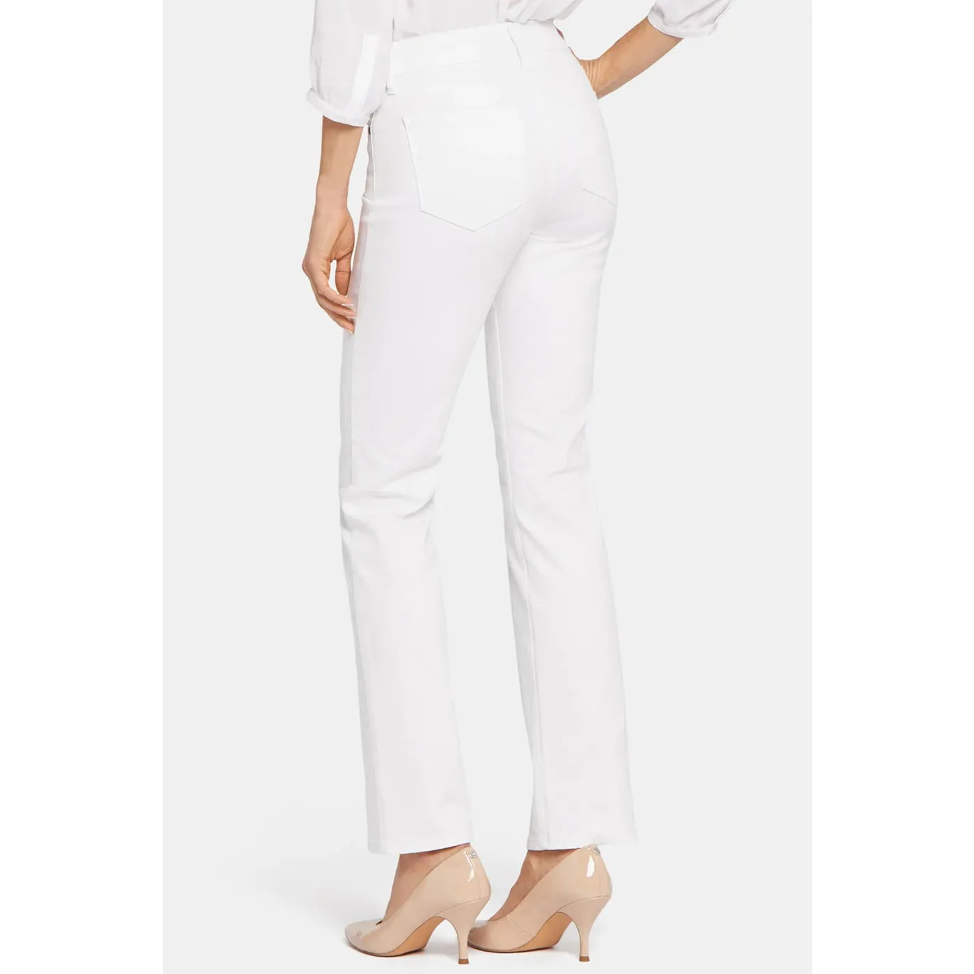 White Mid Rise Straight Jeans