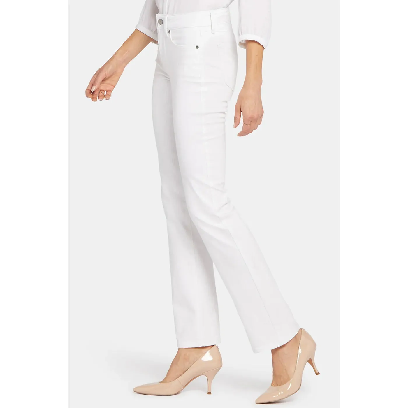 White Mid Rise Straight Jeans