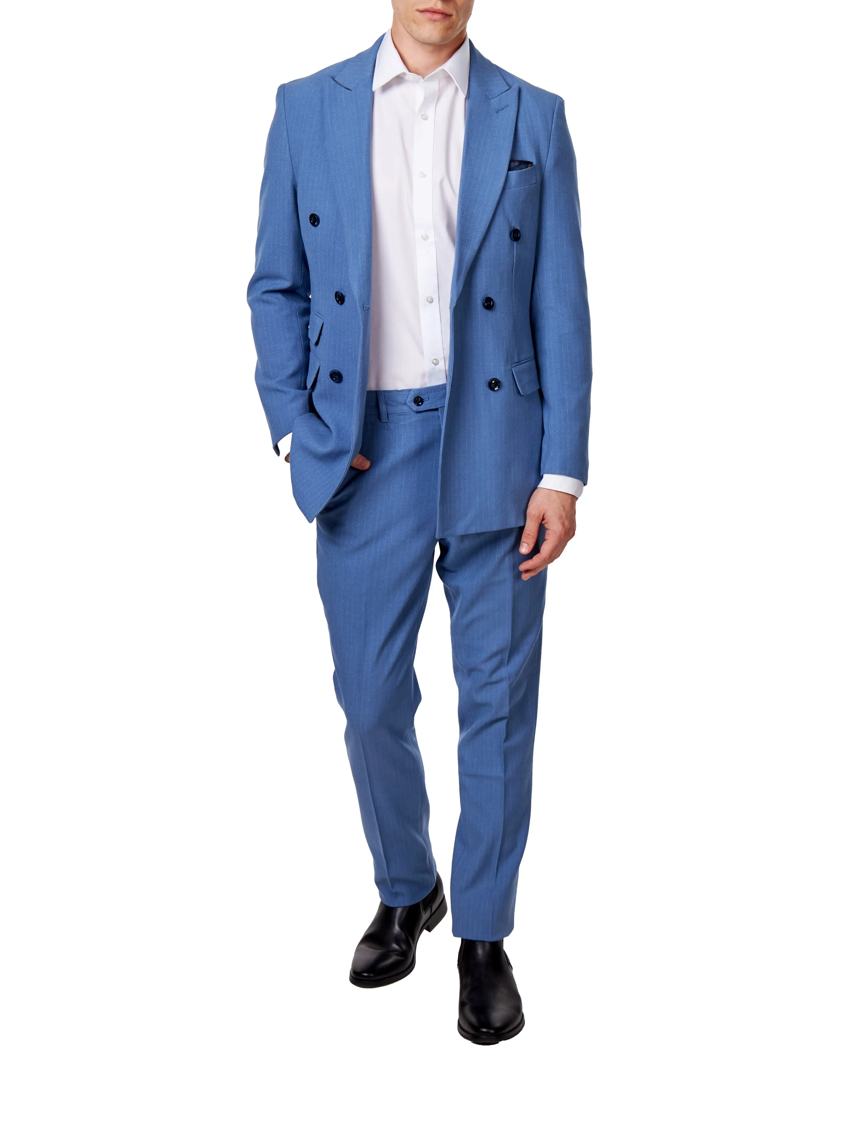 WILLIAM – BLUE DOUBLE BREASTED PINSTRIPE SUIT