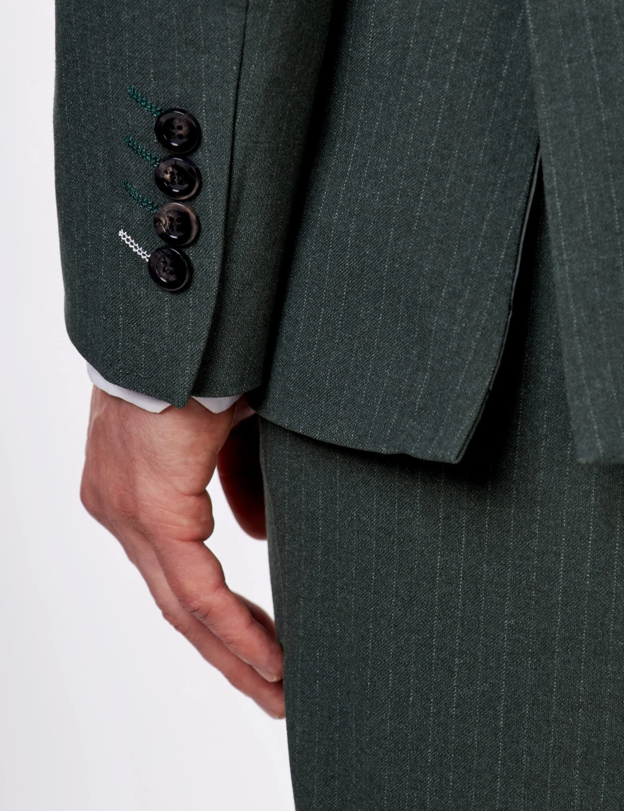 WILLIAM – GREEN DOUBLE BREASTED PINSTRIPE SUIT