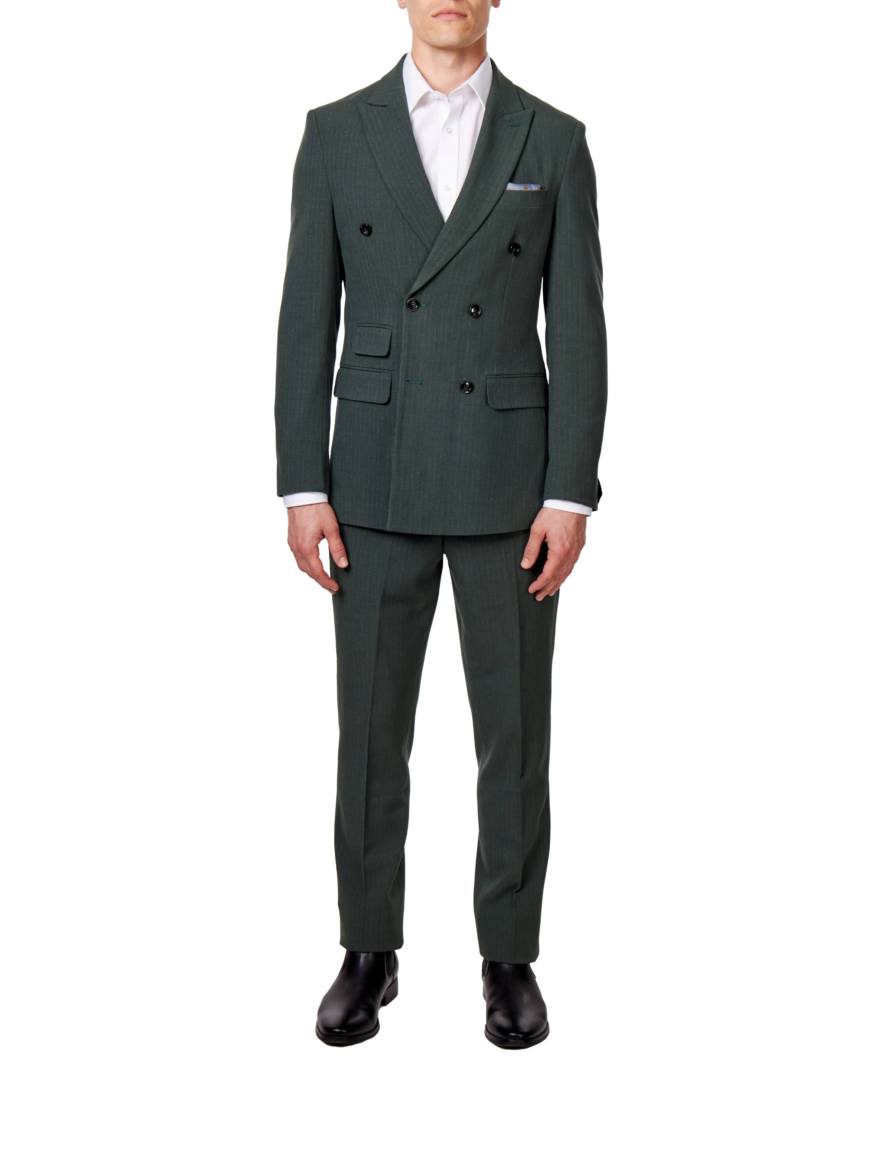 WILLIAM – GREEN DOUBLE BREASTED PINSTRIPE SUIT