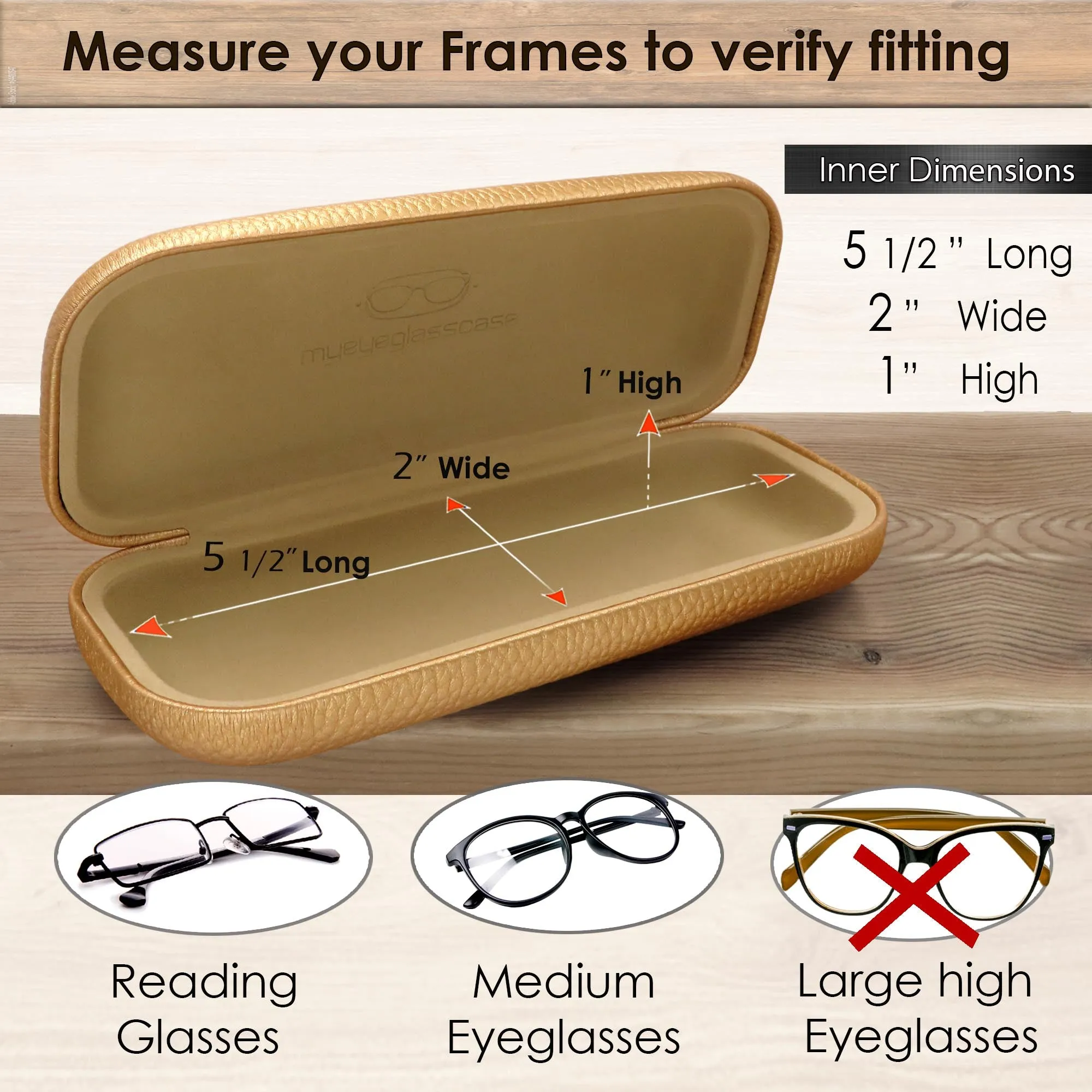 Women Glasses case holder - Small Eyeglass Case w/ Pouch & Cloth - Great for Reading Glasses (AS126 Gold)