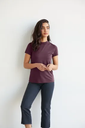 Women's Slim Organic Short Sleeve Mock Neck Top