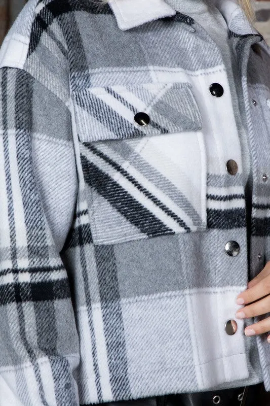 Wool Plaid Cropped Jacket