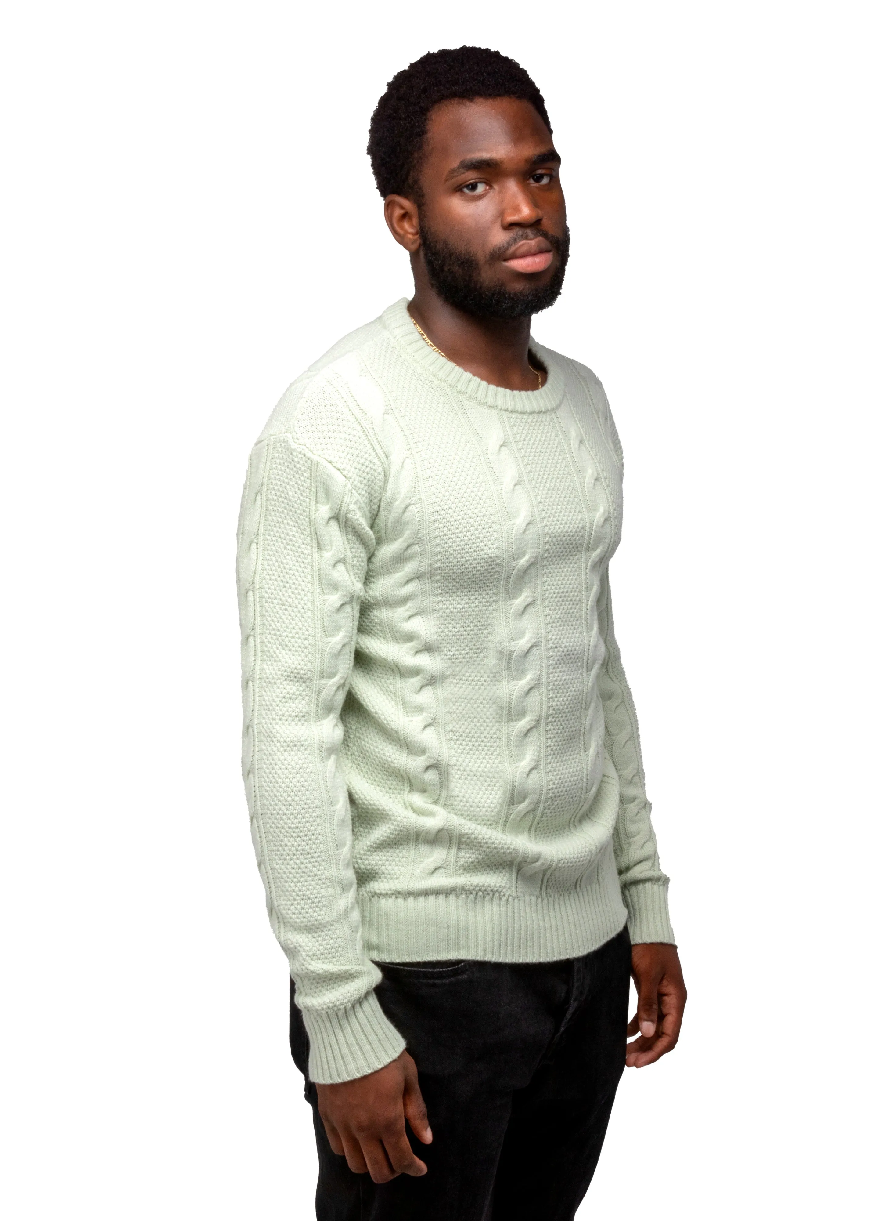 X RAY Men's Crewneck Cable Knitted Pullover Sweater