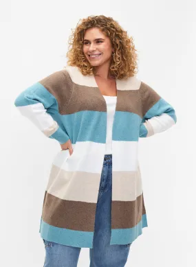 Zizzi Sunny Striped Cardigan in Blue